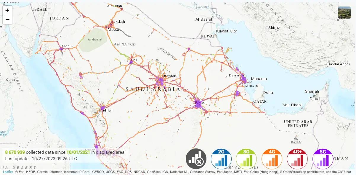 Mobily SIM card coverage map